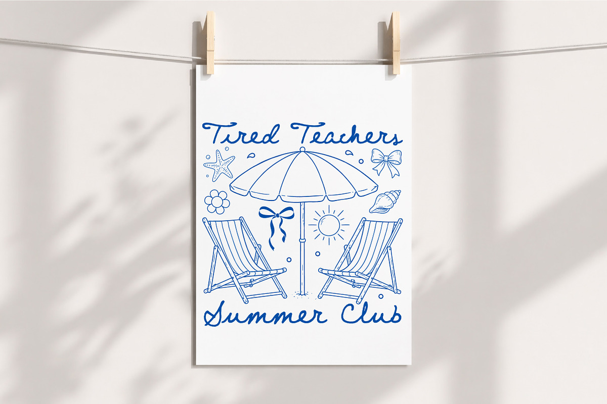 Tired Teachers Summer Club Retro PNG, a Seasonal Illustration by Libby Wishes (Photo 4 of 5)