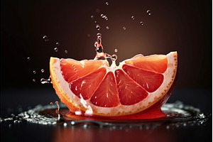Grapefruit slice splashes motion, a Nature Photo by Ylivdesign