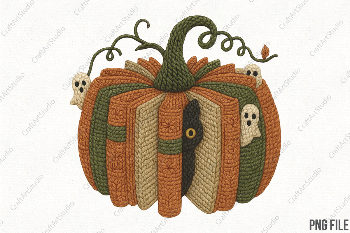 Crochet Fall Book Pumpkin PNG, an Illustration by CraftArtStudio (Photo 1 of 4)