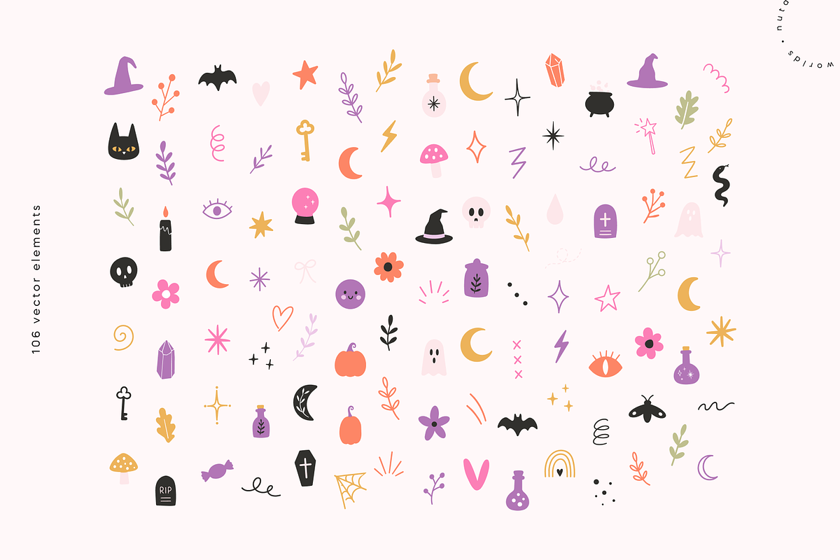 Pastel Spooky Halloween Clipart, an Object Illustration by Nutalin Art (Photo 6 of 14)