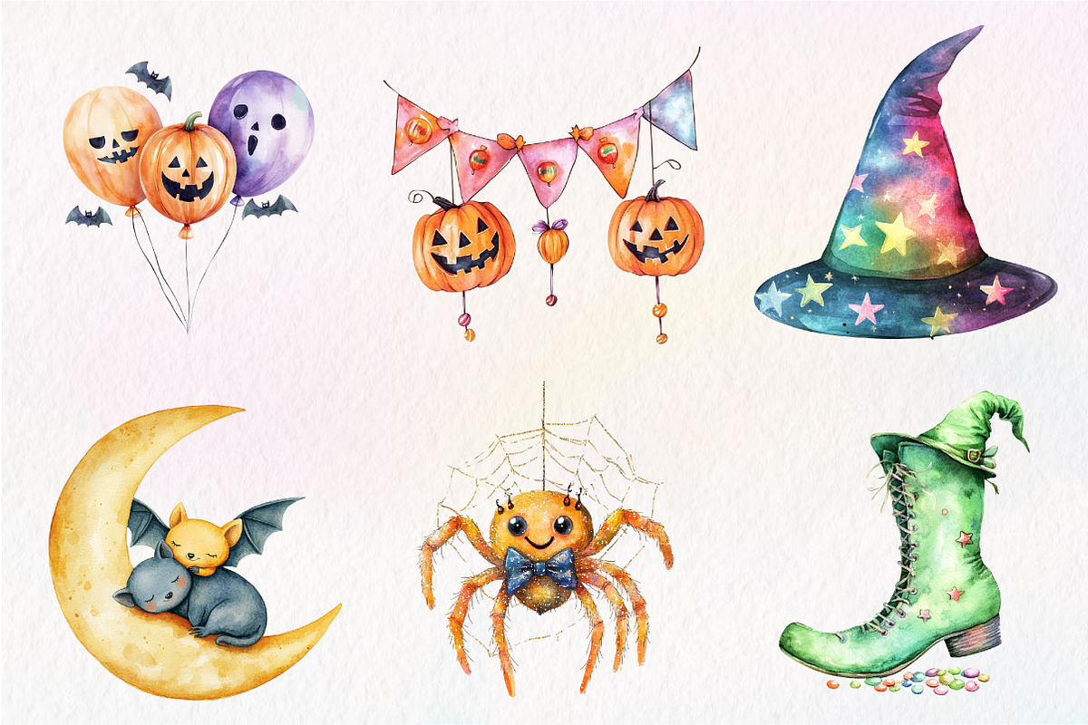 Cute Halloween Set Clipart, an Illustration by CreationArt (Photo 4 of 5)