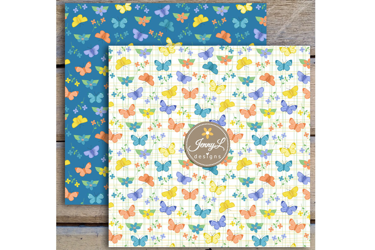 Butterflies Digital Papers & Clipart, a Pattern Graphic by JennyL Designs (Photo 8 of 9)