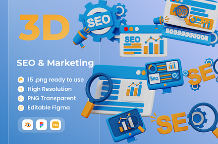 SEO and Marketing 3D Illustration