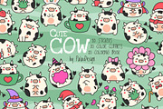 Cute Kawaii Cow Bundle, an Animal Illustration by Palau (Thumbnail 1 of 12)