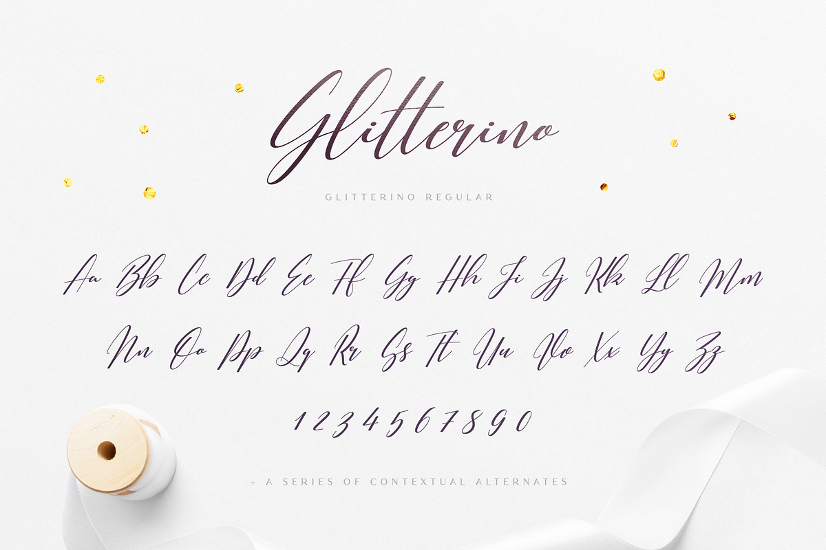 Glitterino - Stylish Script Font, a Script Font by AlienValley (Photo 4 of 6)