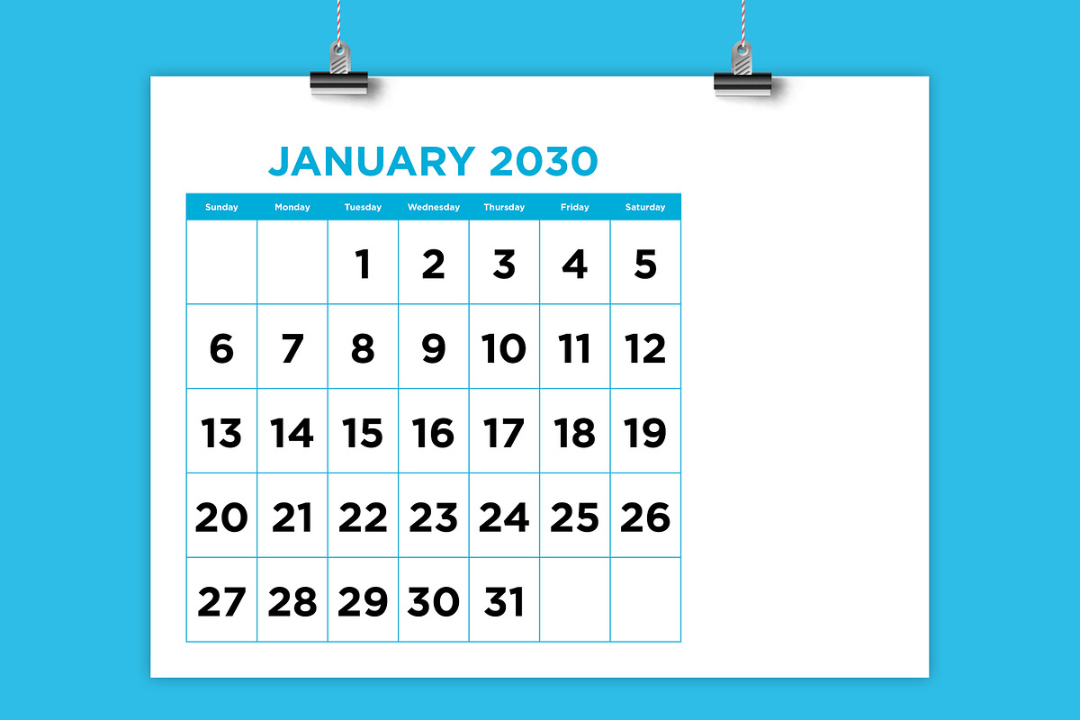 2030 Large No. Color 8.5x11 Calendar, a Stationery Template by Running With Foxes (Photo 1 of 6)