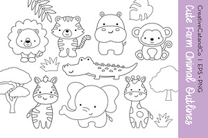 Safari Animal Outline Vector EPS PNG, an Animal Illustration by CreativeCatandCo