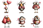 Whimsical Quirky Valentine Birds PNG, an Illustration by CraftArtStudio (Thumbnail 5 of 6)