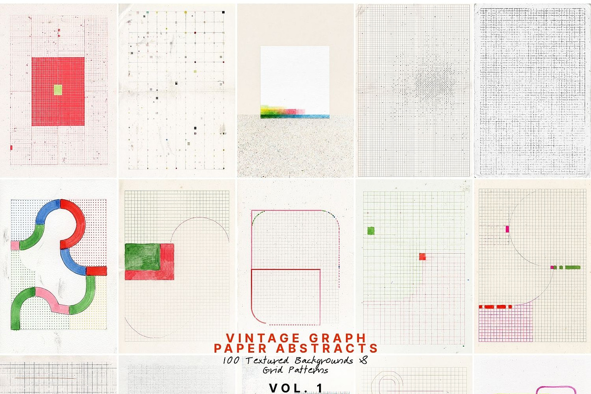 Vintage Graph Paper Abstracts, a Background Graphic by Natali Batu (Photo 4 of 13)