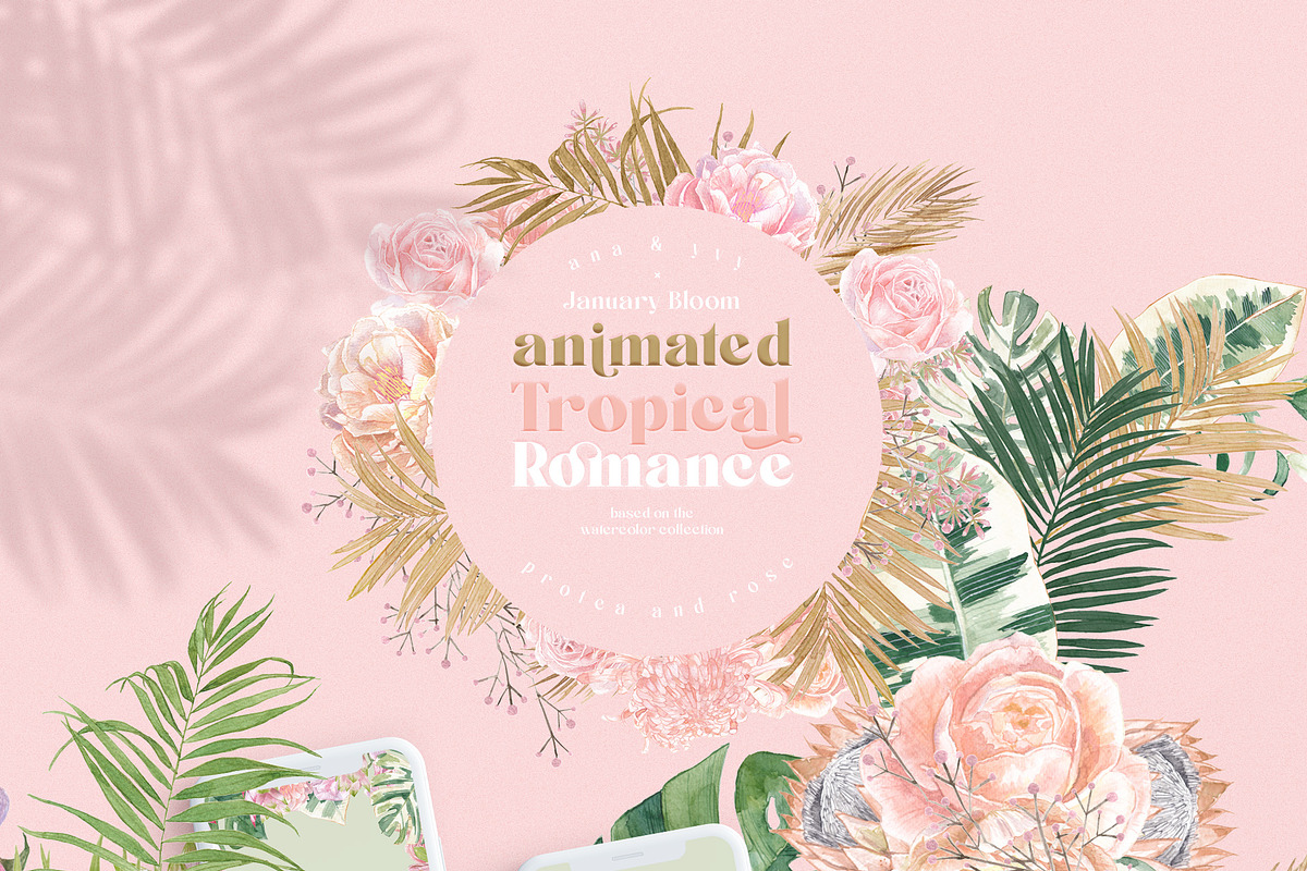 ANIMATED Watercolor Tropical & Rose, an Illustration by January Bloom (Photo 11 of 11)