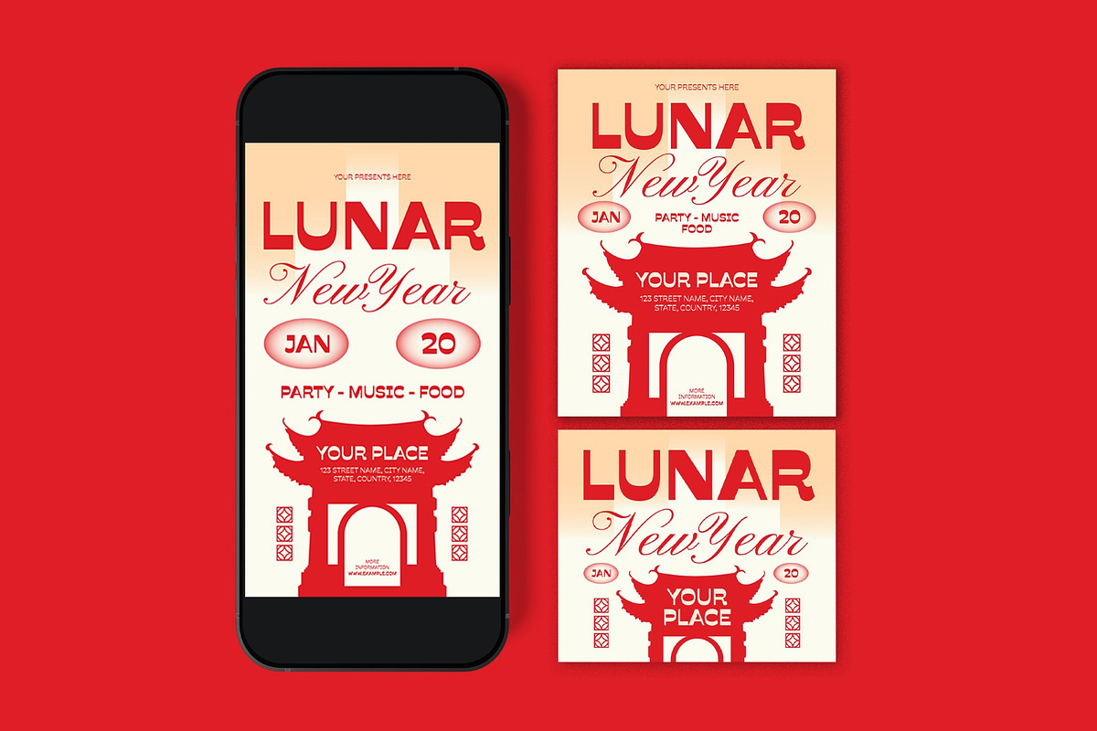 Red Lunar New Year Flyer, a Flyer Template by graphicook (Photo 3 of 3)