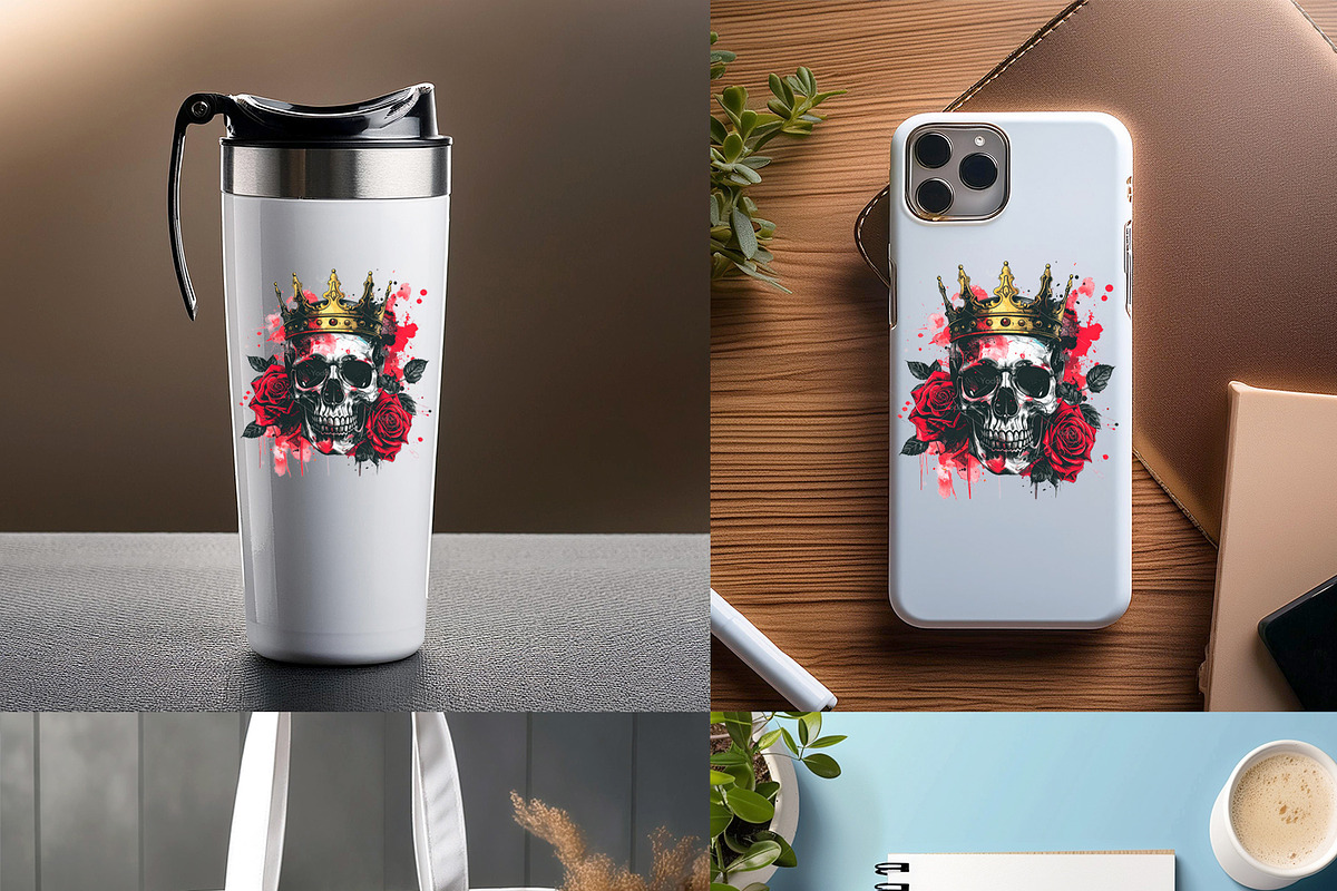 Skull wearing a crown with red rose., a Person Illustration by yod67 (Photo 7 of 7)