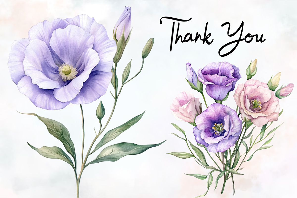 Lisianthus Flower Watercolor Clipart, an Illustration by RobertsArt (Photo 5 of 7)