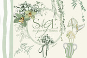 Sage Floral Illustrations, an Object Graphic by whiteheartdesign (Thumbnail 1 of 14)