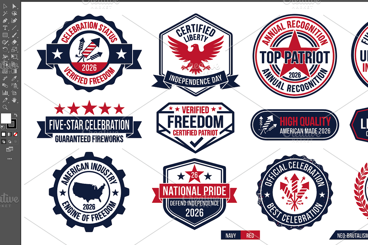 Patriotic 4th July 2026 Badge Bundle, an Object Graphic by NH graphic (Photo 2 of 8)