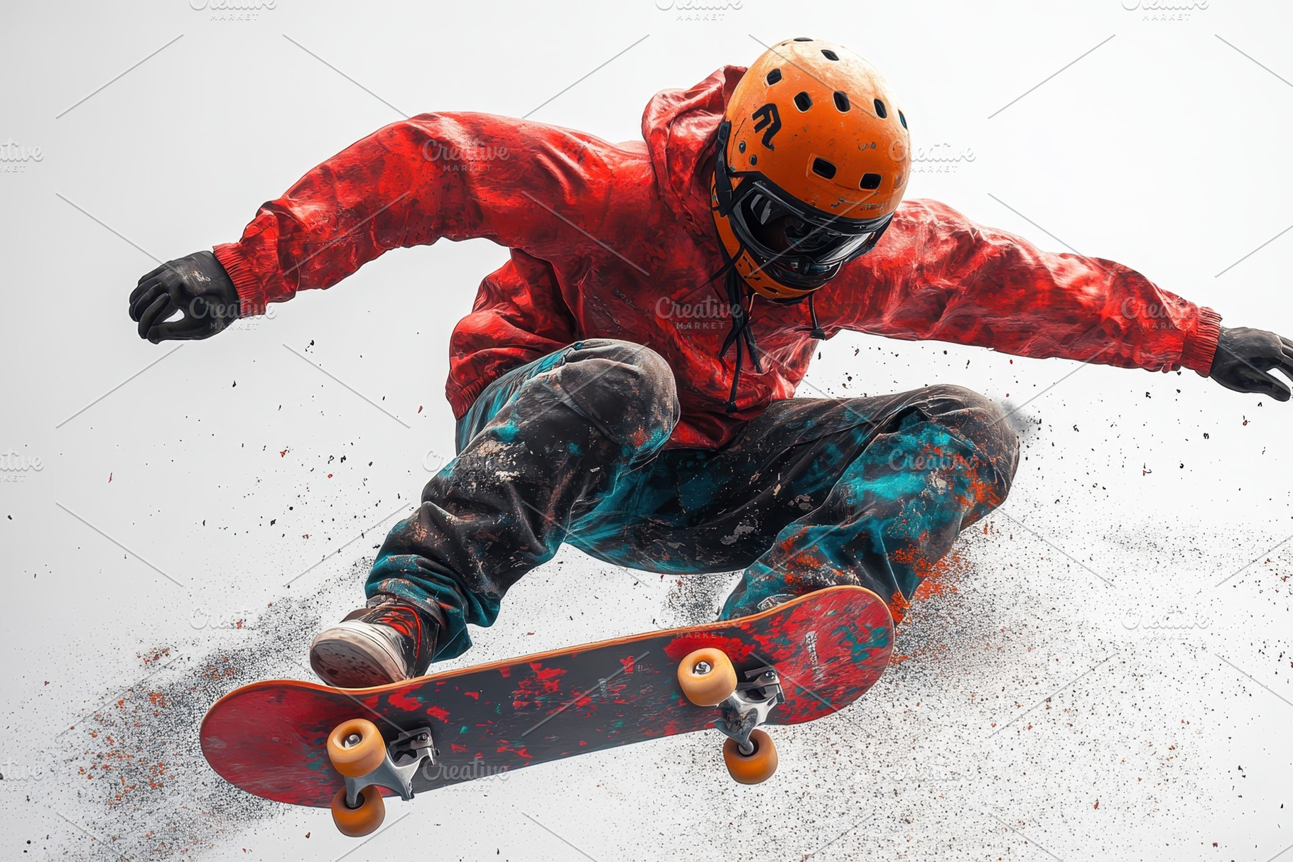 Skater performing an impressive tric, a Photo by Tanuart