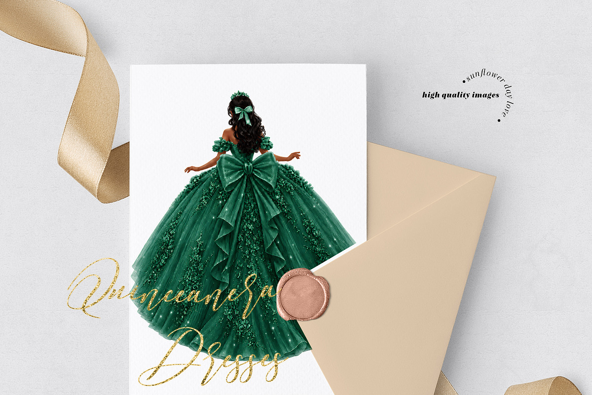 Emerald Tan skin Princess Clipart, a Person Illustration by Sunflower Day Love (Photo 2 of 3)