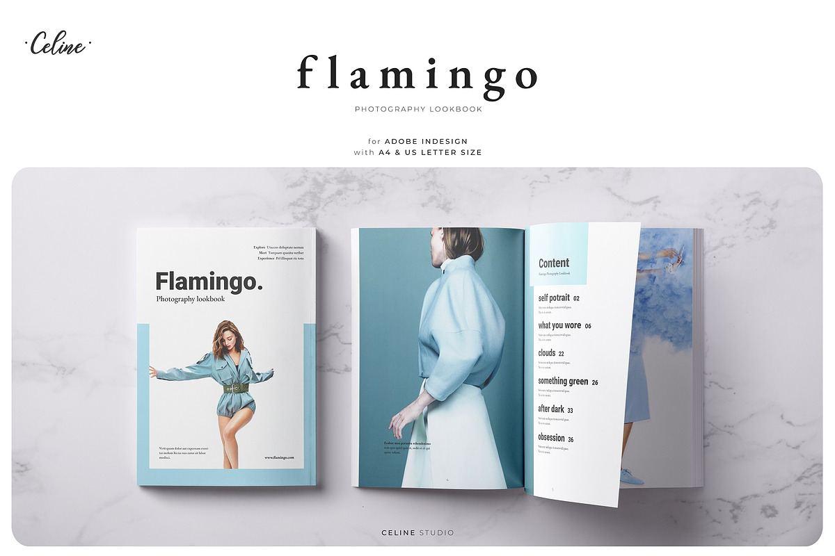 FLAMINGO Lookbook Template, a Magazine Template by Celine Studio (Photo 1 of 9)