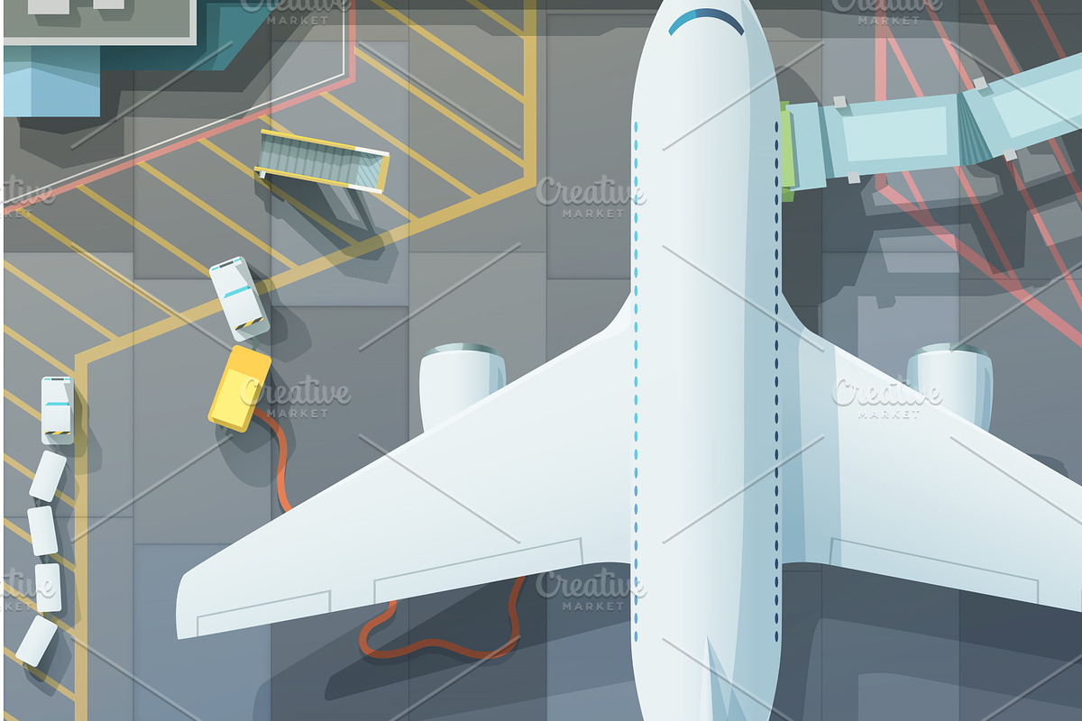preparing airliner for a flight at, a Transportation Illustration by IfH