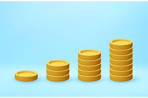 3D Gold coins stacked as money, a Finance Illustration by Abscent