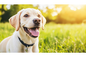 Happy labrador puppy playing in, an Animal Photo by Lermont51