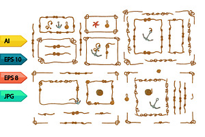 Rope frames and rope knots isolated 