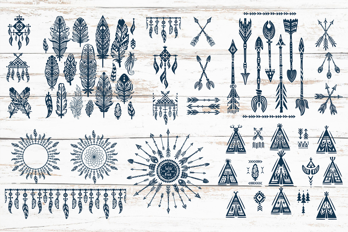 Tribal native ethnic design elements, a Decorative Illustration by ViktoriaARTprint (Photo 2 of 9)