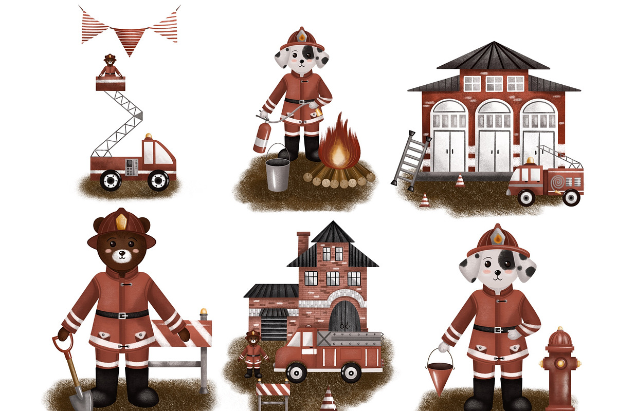 Fire station- children collection, an Animal Illustration by Linerisyart (Photo 3 of 15)