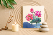 Lotus - Watercolor Clipart Set, an Illustration by NataliMiasStore (Thumbnail 3 of 8)