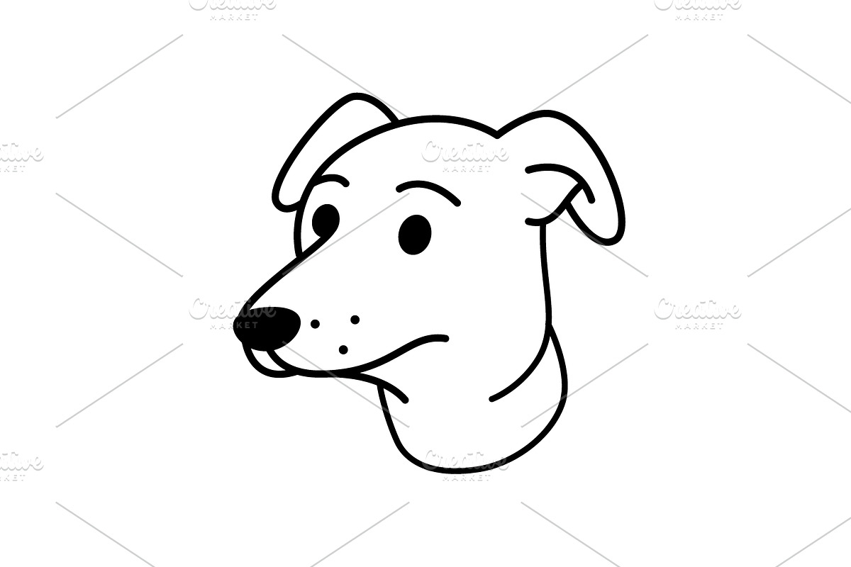 Cute cartoon greyhound dog with, an Animal Illustration by GraphiShop