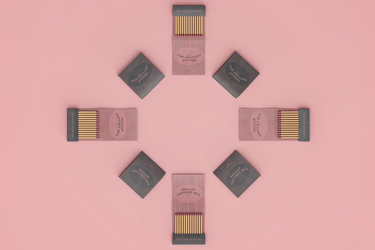 3d Top View of Matchboxes Mockup, a Print Template by The Rose Project (Photo 1 of 3)