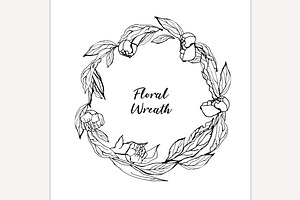 Floral hand drawn wreath. Botanical, an Outline Icon by Anna's Shop
