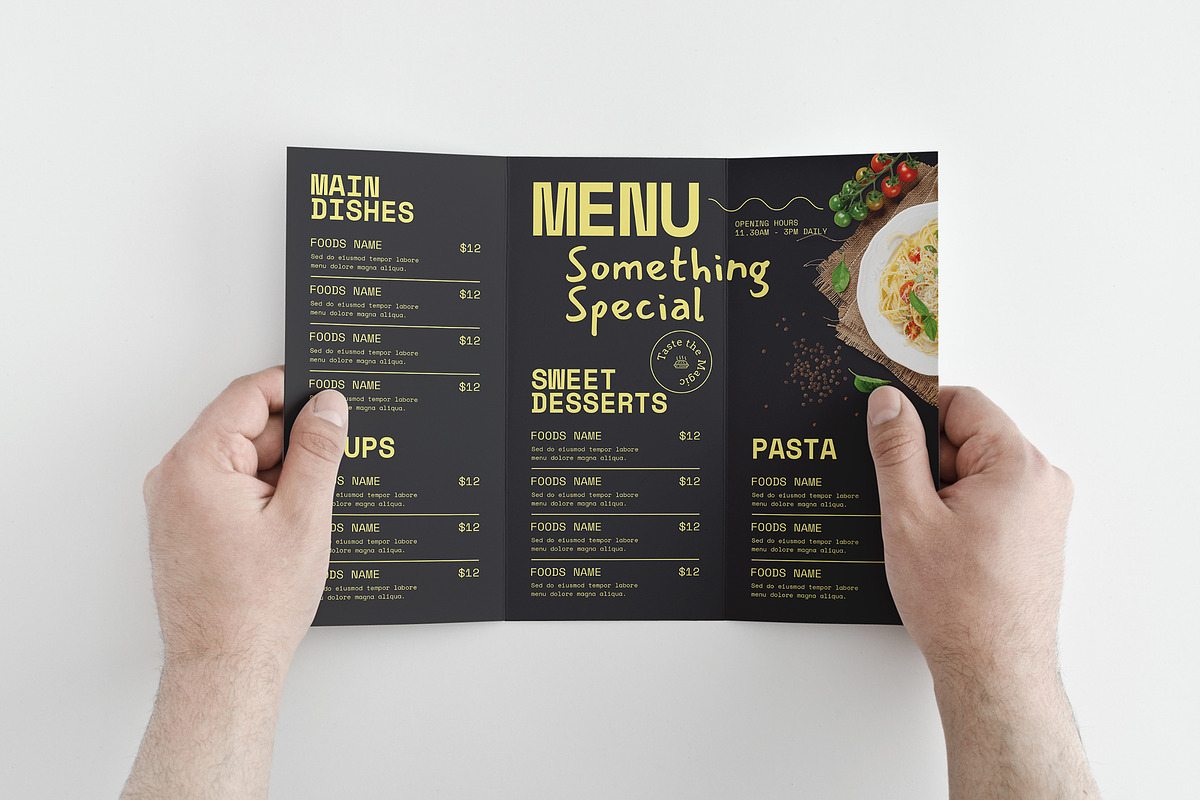 Black Trifold Menu, a Brochure Template by Designsoul14 (Photo 3 of 6)