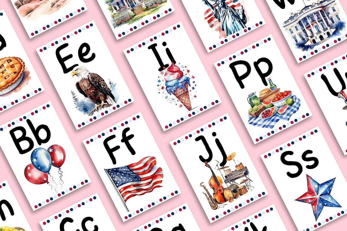 4th of July Alphabet Cards – A-Z, an Education Illustration by Anna Design Studio (Photo 2 of 7)