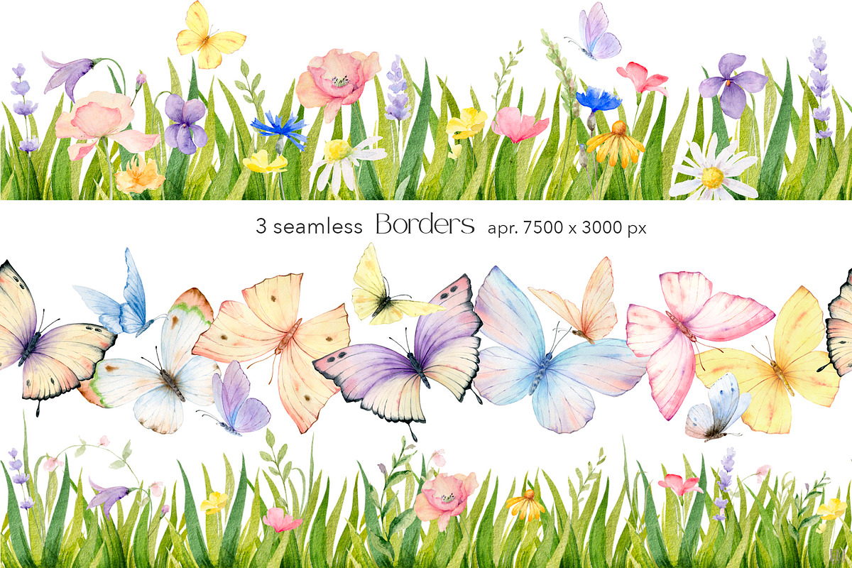 Watercolor Butterflies and Flowers, a Decorative Illustration by Elena Medvedeva (Photo 8 of 12)