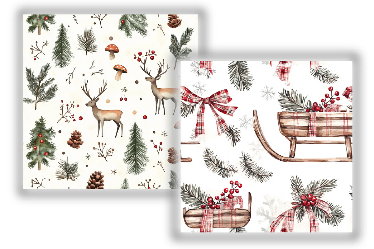 Rustic Christmas Seamless Patterns, a Pattern Graphic by Design Market (Photo 4 of 4)