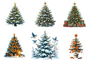 Watercolor Christmas Tree Clipart, an Illustration by SinaCreation (Thumbnail 5 of 7)