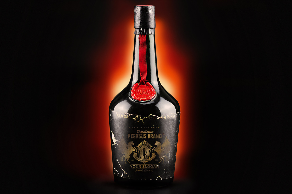 Red Seal Whiskey Bottle Mockup N1969, a Product Mockup by BMACHINA Labs. (Photo 3 of 5)
