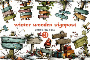 Whimsical Wooden Signpost Clipart, a Seasonal Illustration by Designworld