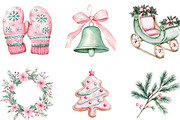 Mint & Pink Christmas Clipart, an Illustration by CraftArtStudio (Thumbnail 3 of 6)
