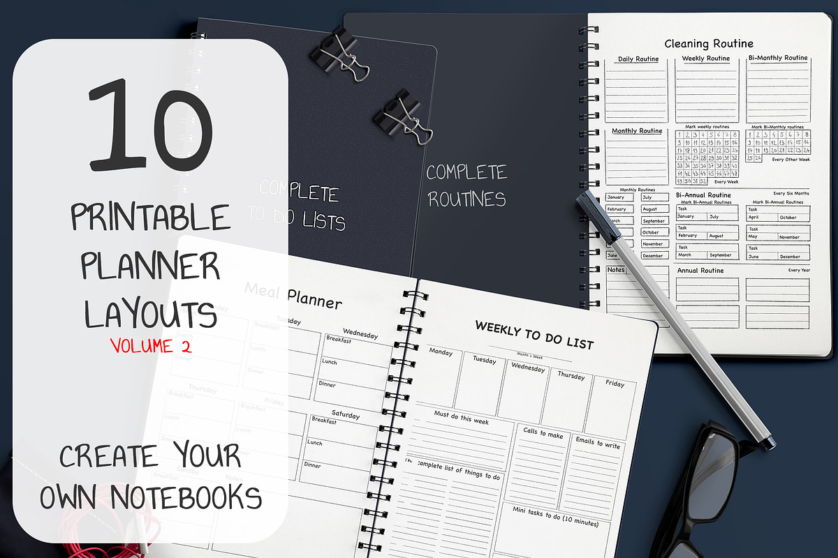 10 Printable Planner Notebook Layout, a Templates & Theme by Character (Photo 1 of 11)