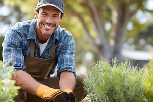 Smiling young man in apron and glove, a Person Photo by MistyDay