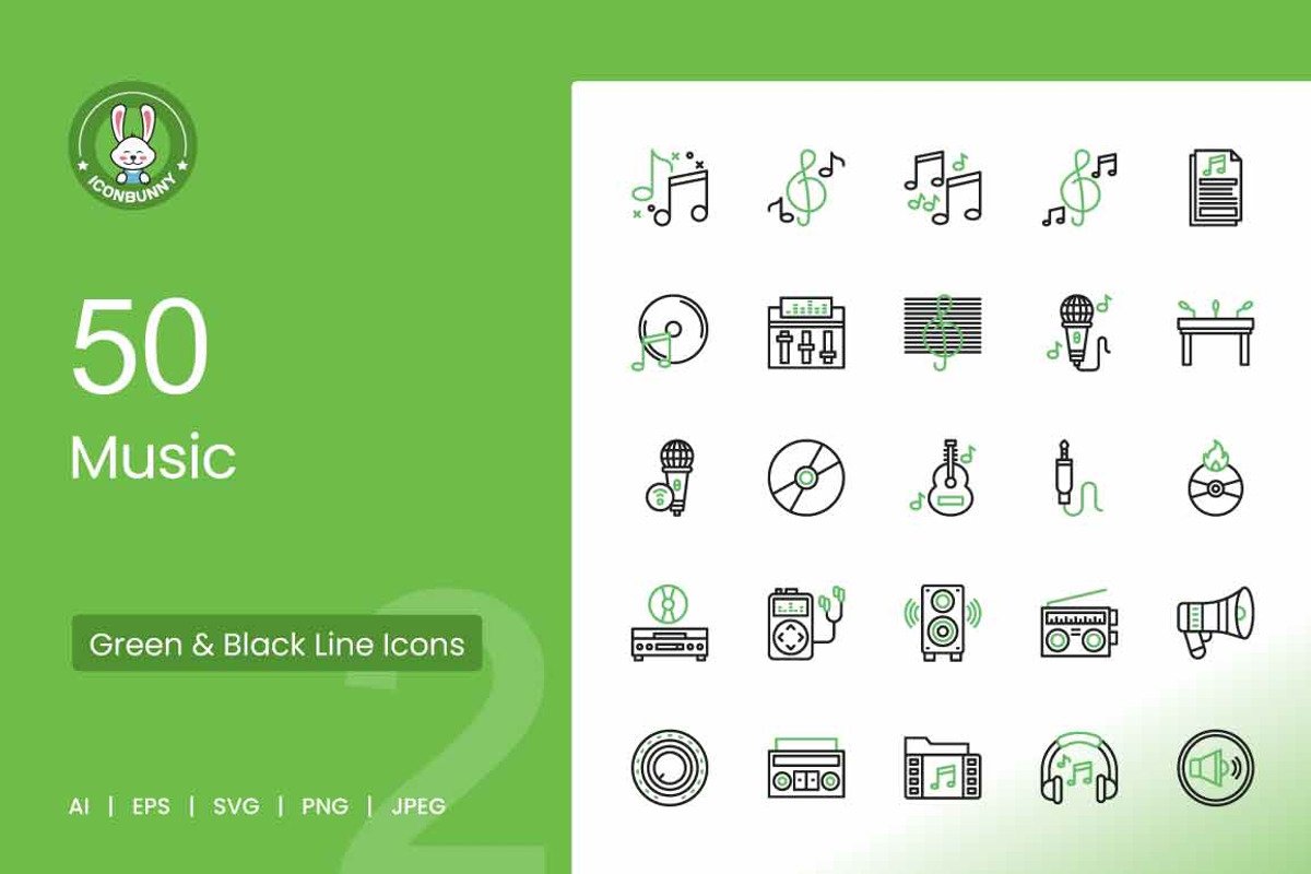 Music Green & Black Icons, an Icon by IconBunny (Photo 1 of 2)