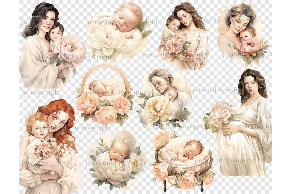 Baby Shower Clipart Bundle PNG, a Person Illustration by GlamArtZhanna (Photo 4 of 5)