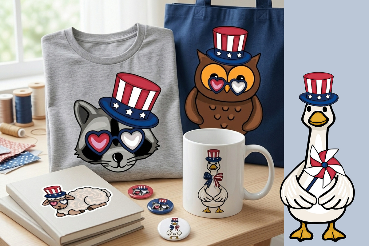 50 4th of July Clipart Set, a Seasonal Illustration by Elatedowl (Photo 3 of 6)
