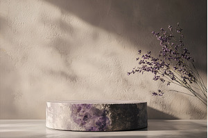 Natural stone podium with lavender, a Background Photo by Rodica Ciorba