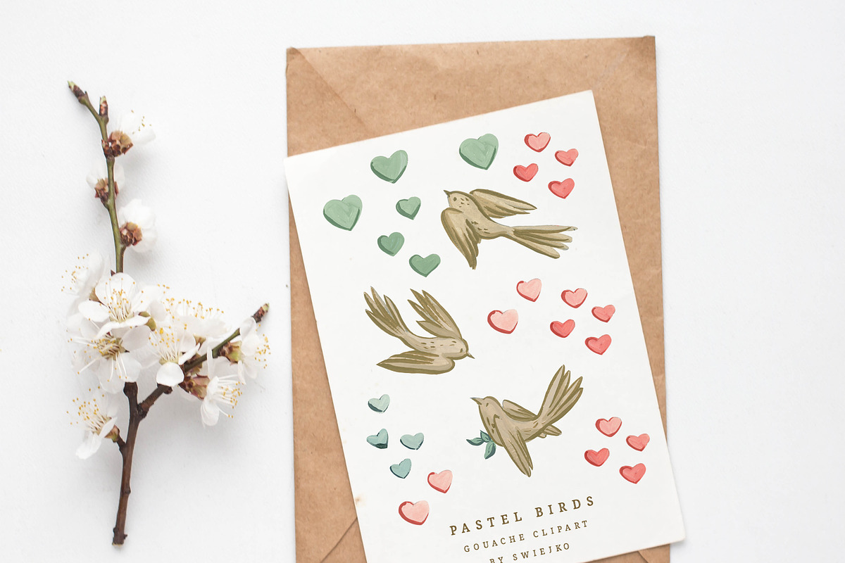 Wedding Birds, gouache clipart, an Illustration by swiejko (Photo 3 of 5)