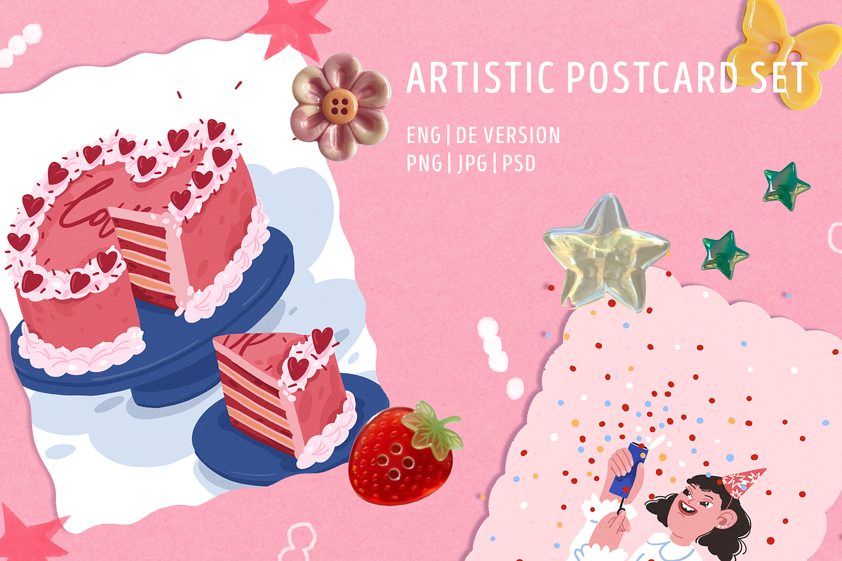 Aesthetic Birthday Cards ENG/GER, a Decorative Illustration by Schumacher Shop (Photo 18 of 18)