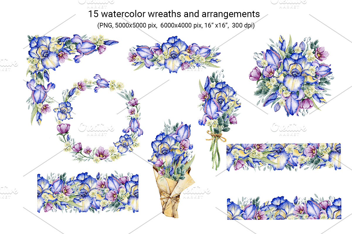 Watercolor wildflowers set, an Illustration by Artmanata (Photo 4 of 26)