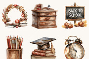 Vintage Schoolhouse Clipart Bundle, an Object Illustration by BusyDaydesign (Thumbnail 3 of 9)